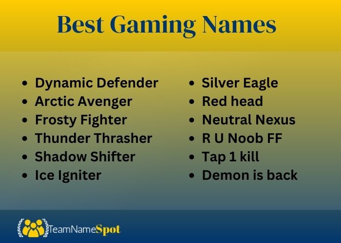 Best Gaming Names