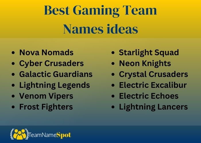 Best Gaming Team Names ideas