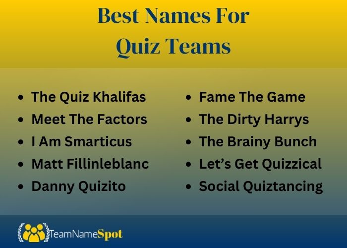 Best Names For Quiz Teams