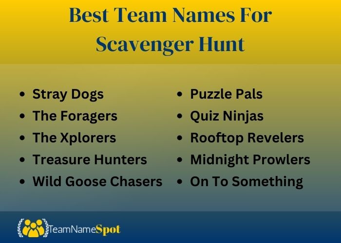 Best Team Names For Scavenger Hunt