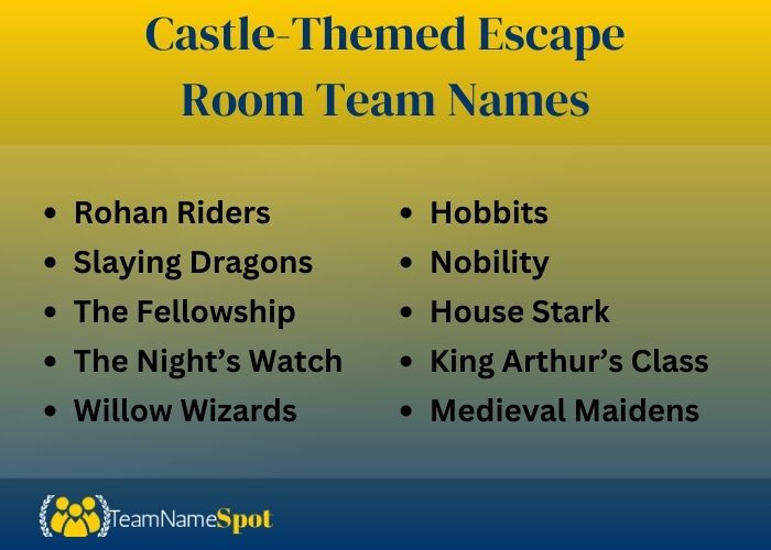 Castle-Themed Escape Room Team Names