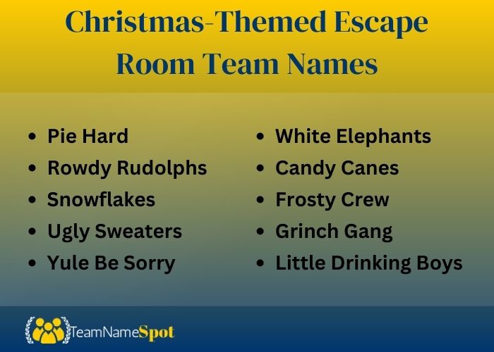 Christmas-Themed Escape Room Team Names