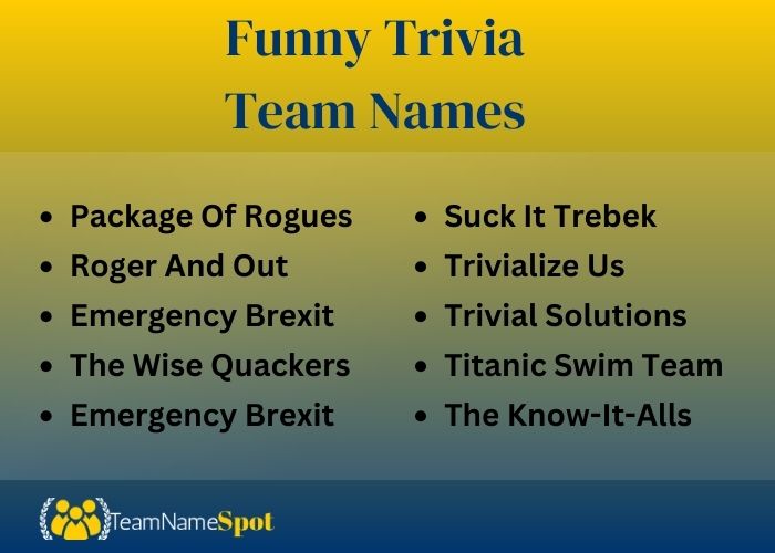 Funny Trivia Team Names