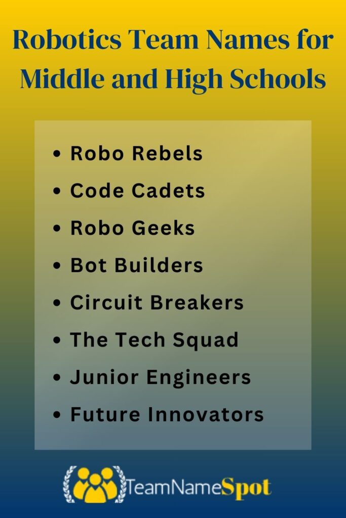 Robotics Team Names for Middle and High Schools
