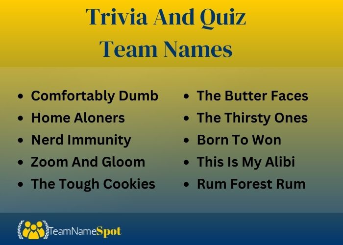 Trivia And Quiz Team Names