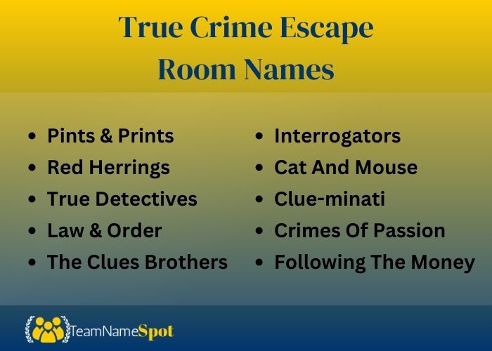 True Crime Escape Room Names