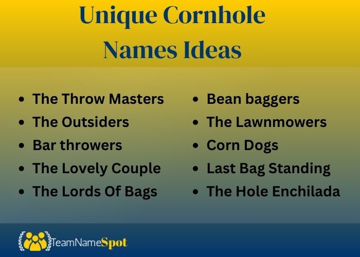 Unique Cornhole Names Ideas