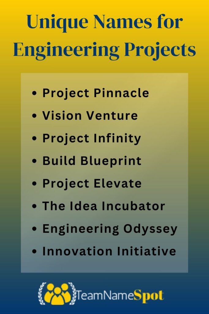 Unique Names for Engineering Projects
