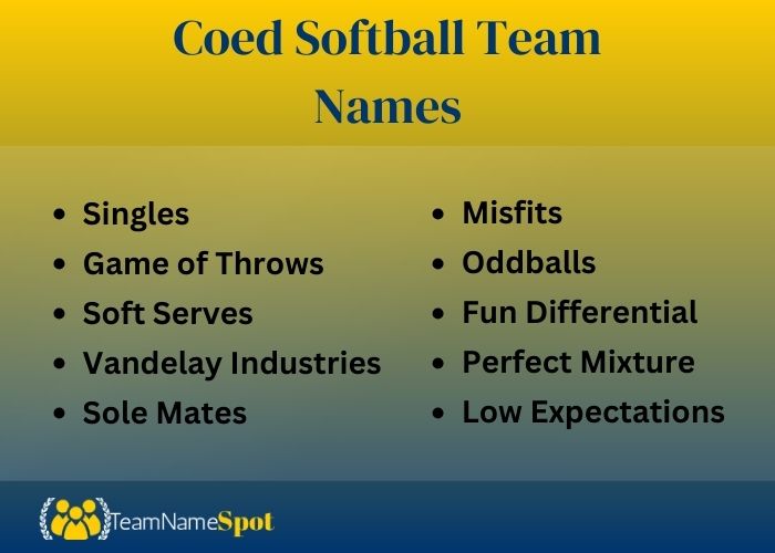 Coed Softball Team Names