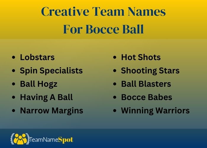 Creative Team Names For Bocce Ball