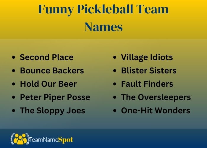 Funny Pickleball Team Names