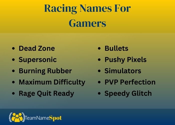 Racing Names For Gamers