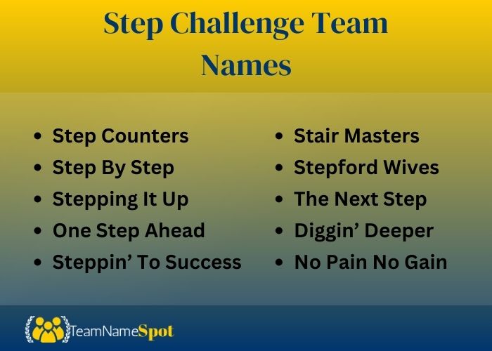 Step Challenge Team Names