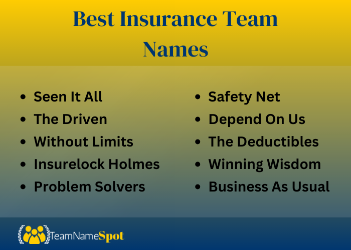 Best Insurance Team Names