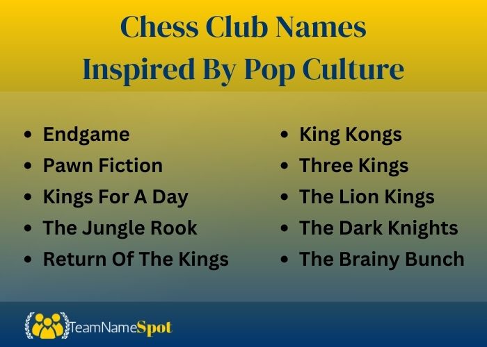 Chess Club Names Inspired By Pop Culture