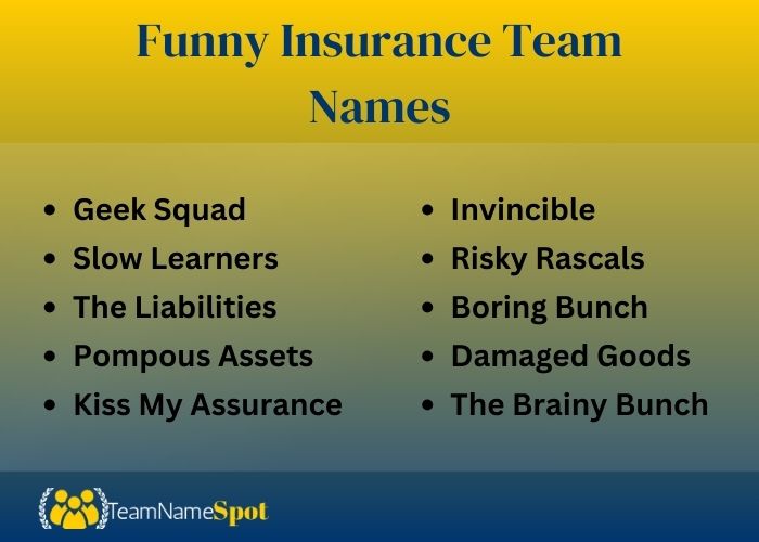 Funny Insurance Team Names