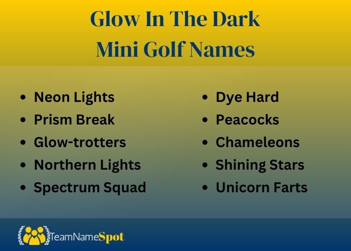 Glow In The Dark Mini Golf Names
