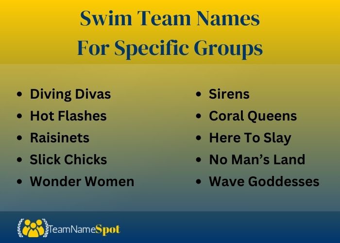 Swim Team Names For Specific Groups