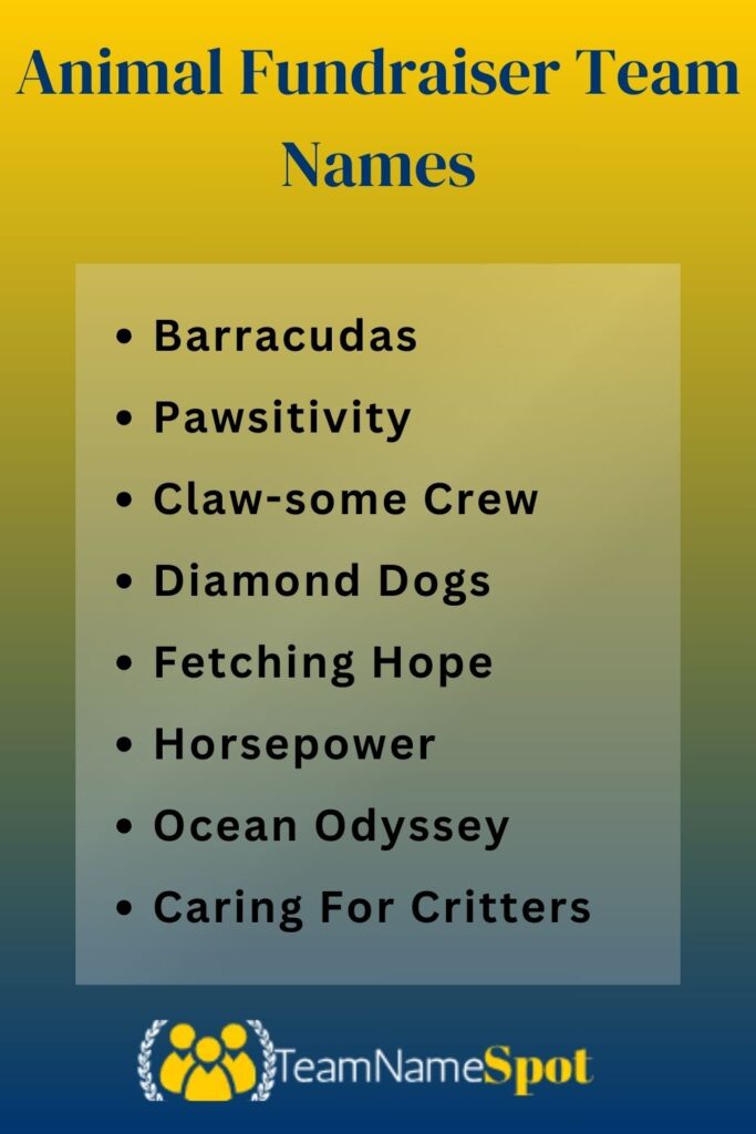 Animal Fundraiser Team Names