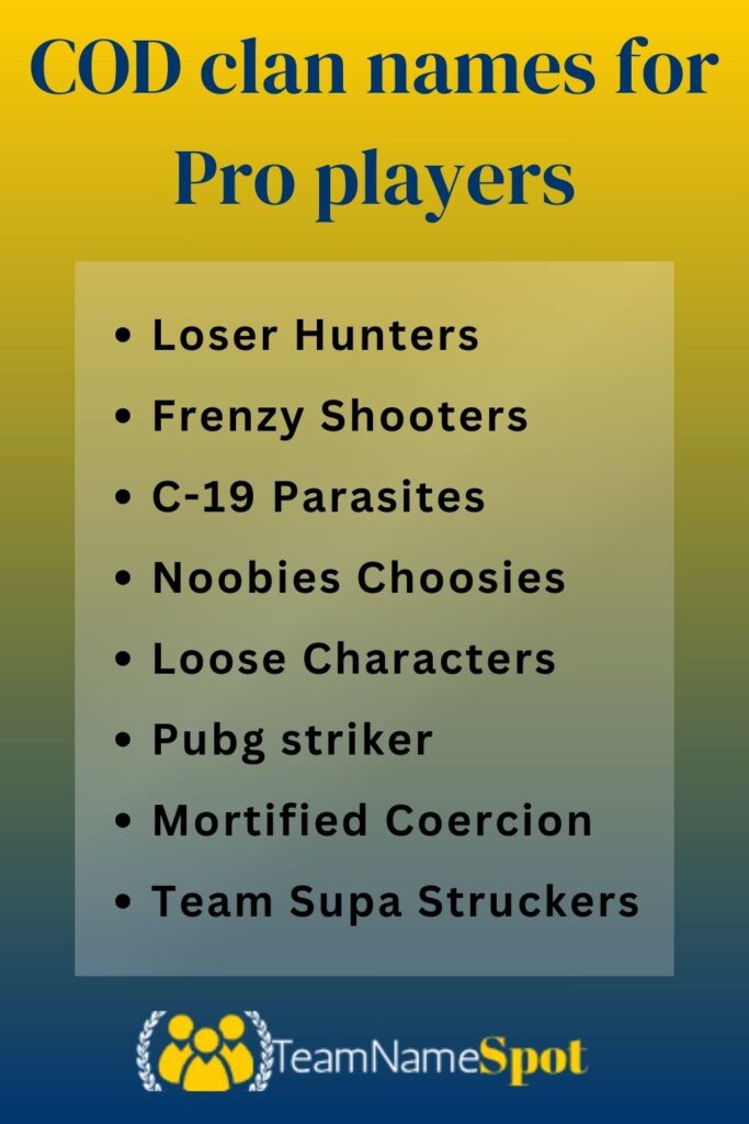 COD clan names for Pro players