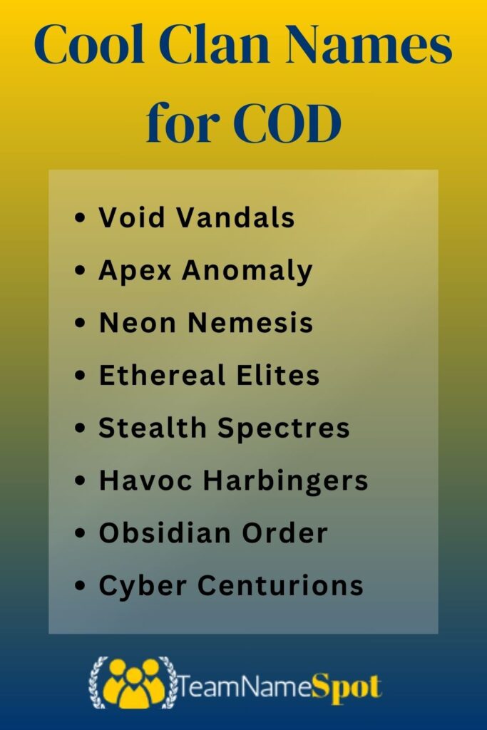 Cool Clan Names for COD