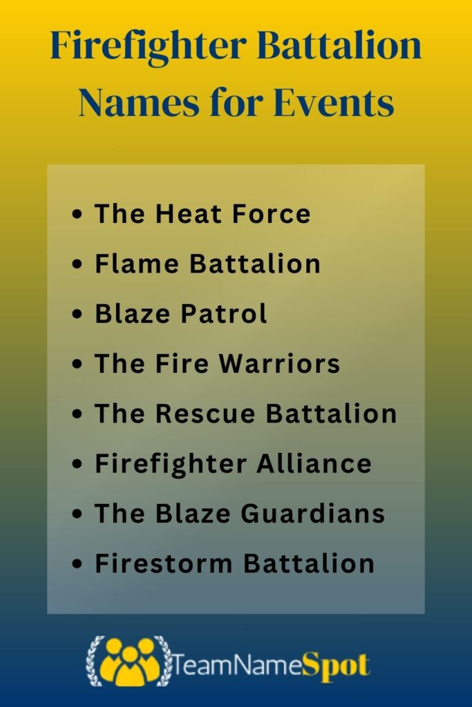 Firefighter Battalion Names for Events