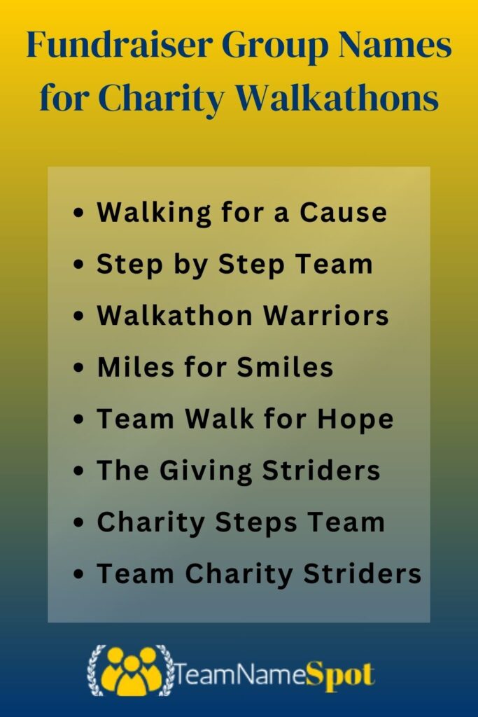 Fundraiser Group Names for Charity Walkathons