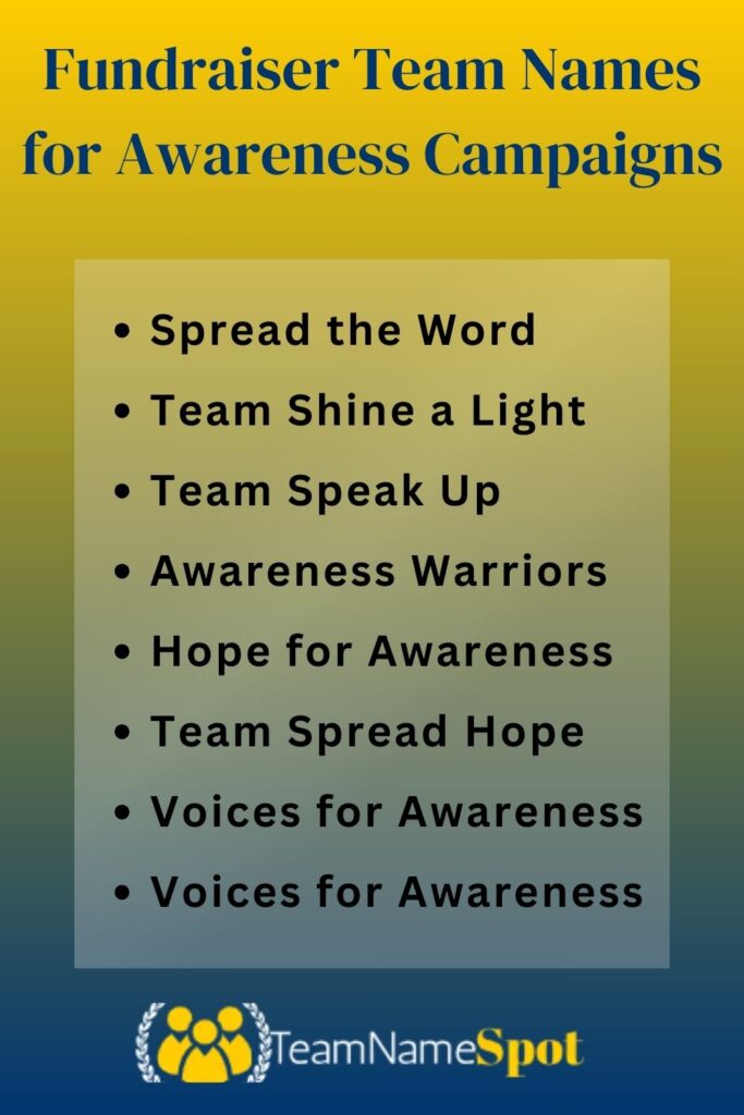 Fundraiser Team Names for Awareness Campaigns