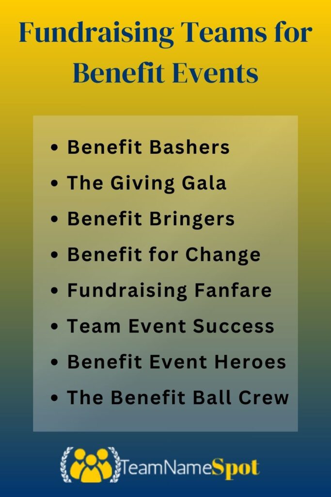 Fundraising Teams for Benefit Events