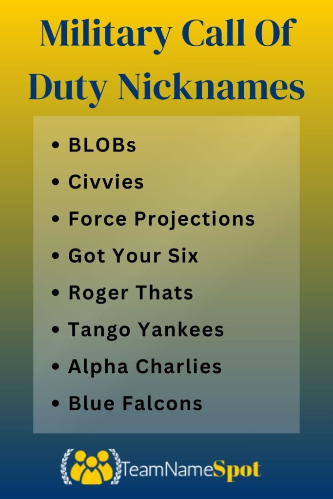 Military Call Of Duty Nicknames