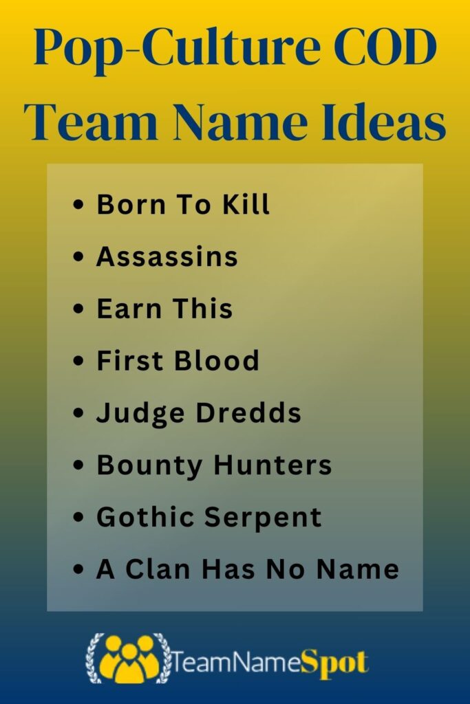 Pop-Culture COD Team Name Ideas