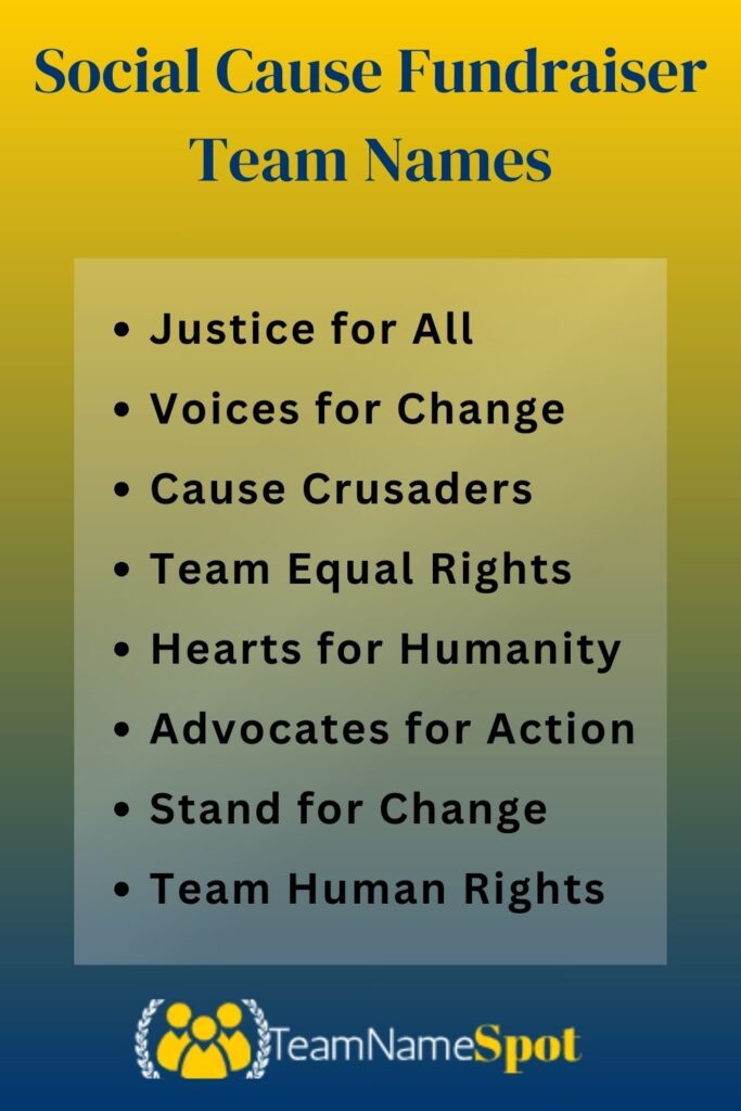 Social Cause Fundraiser Team Names