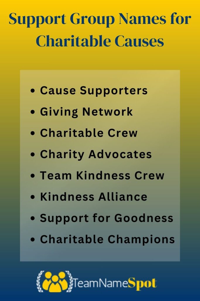 Support Group Names for Charitable Causes