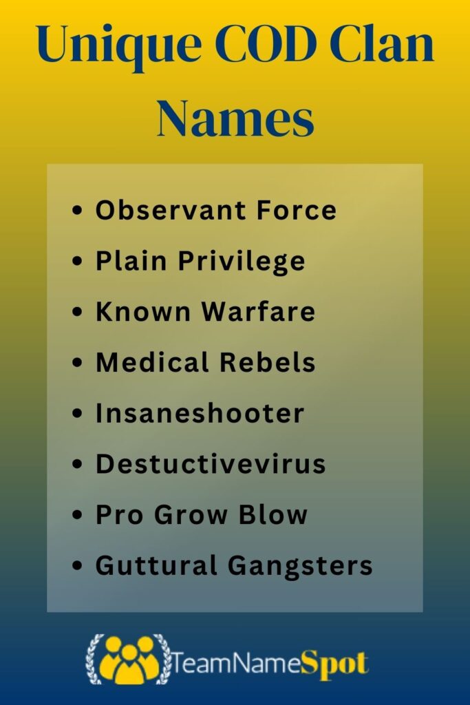 Unique COD Clan Names