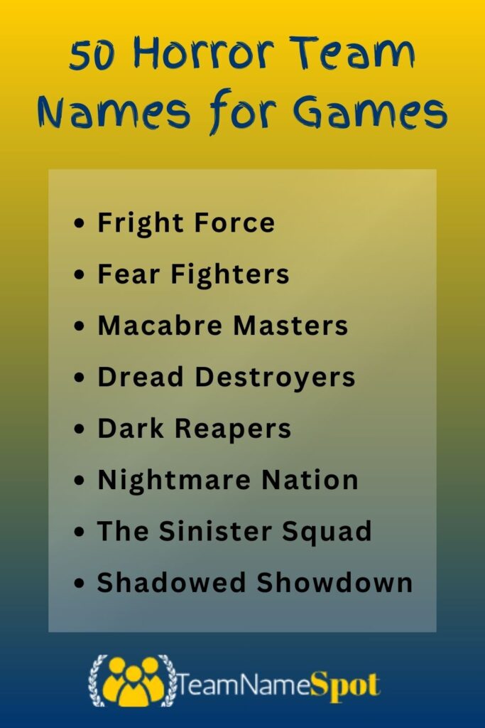 Horror Team Names for Games
